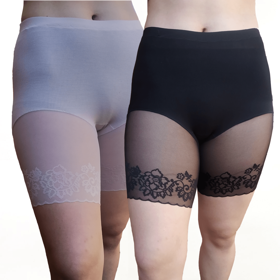 Cotton and Lace Slip Shorts for Chafe Prevention