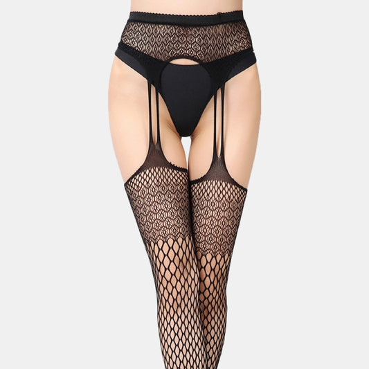 Two Tone Fishnet with Built-in Suspender