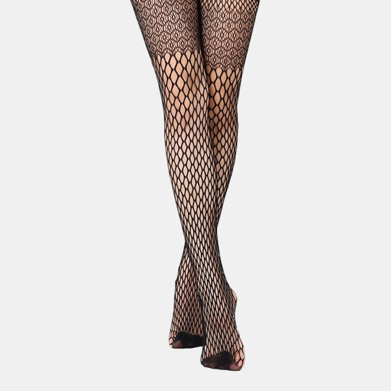 Two Tone Fishnet with Built-in Suspender